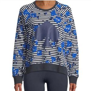 Kate Spade Hibiscus Stripe Ruffle Pullover Sweatshirt top size medium nwot